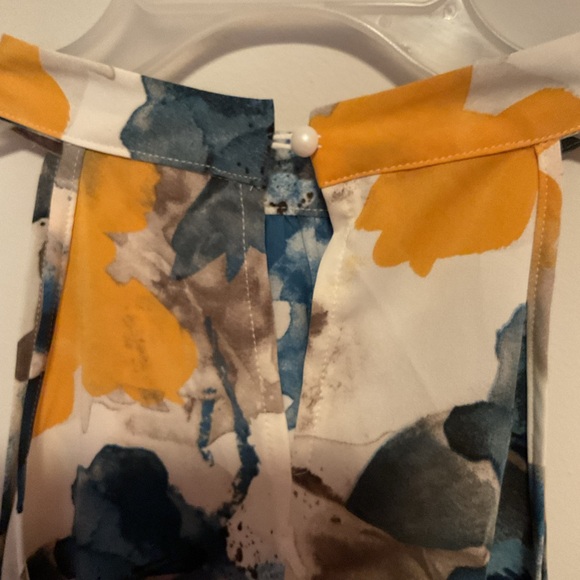 Floral Halter/Tank Top with Yellow and Blue Accents - Picture 3 of 7